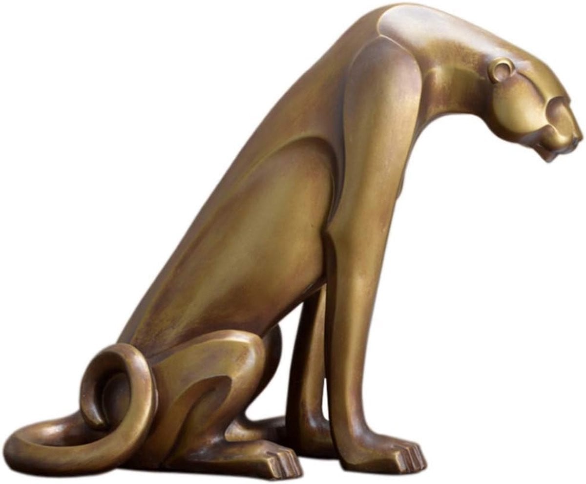 Hars Luipaard Beeld Cheetah Decoratie met Rijke Bronzen Afwerking voor Huis en Kantoor