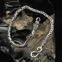 Drachensilber Armband Königskette 3mm 925 Silber Hand geschmiedet 23cm - Silber