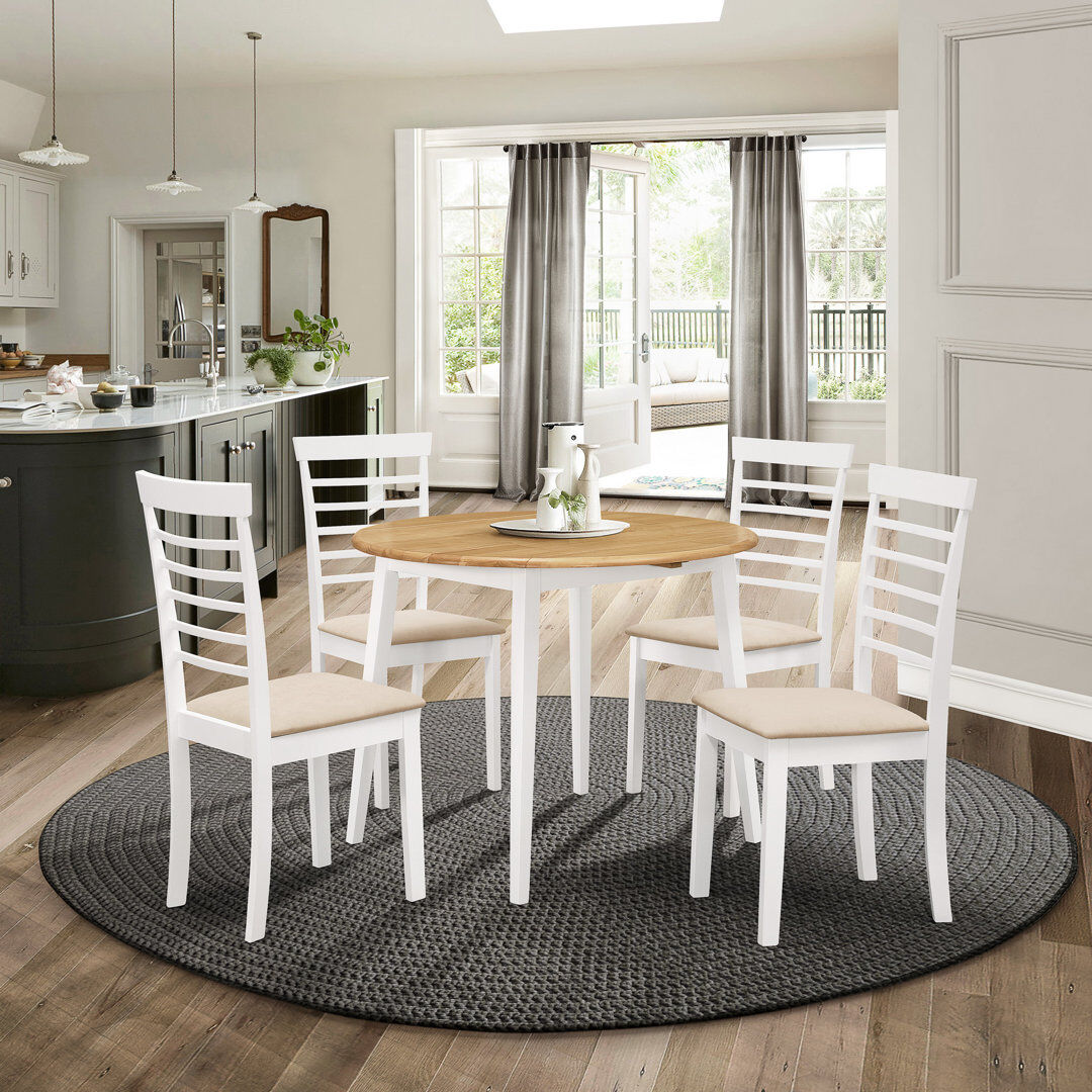 ClassicLiving Ahwahnee 4 -Person Drop Leaf Rubberwood Solid Wood Dining Set White/White 4