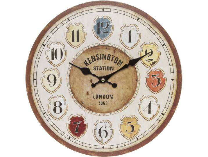 Wanduhr Wanja , bunt (bunt, weiß), B:34cm H:4cm T:4cm, MYFLAIR MÖBEL & ACCESSOIRES, Wanduhren, Wanduhr, weiß, rund, Ø 34 cm, dekorativ in Küche & Wohnzimmer