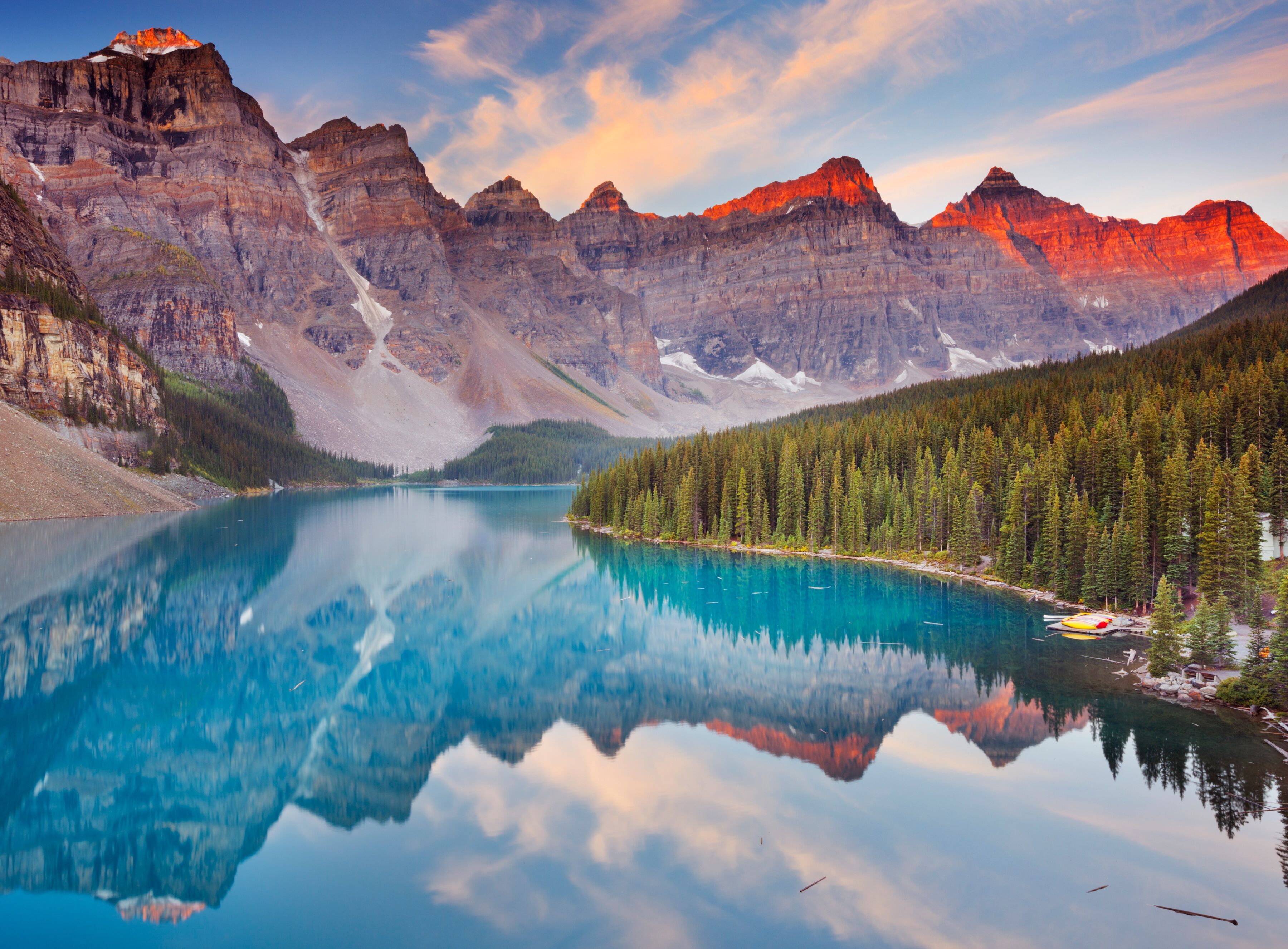 Papermoon "Moraine Lake Sunrise" glatt bunt B/L: 3m x 2,23m, Bahnen: 6 Stk.