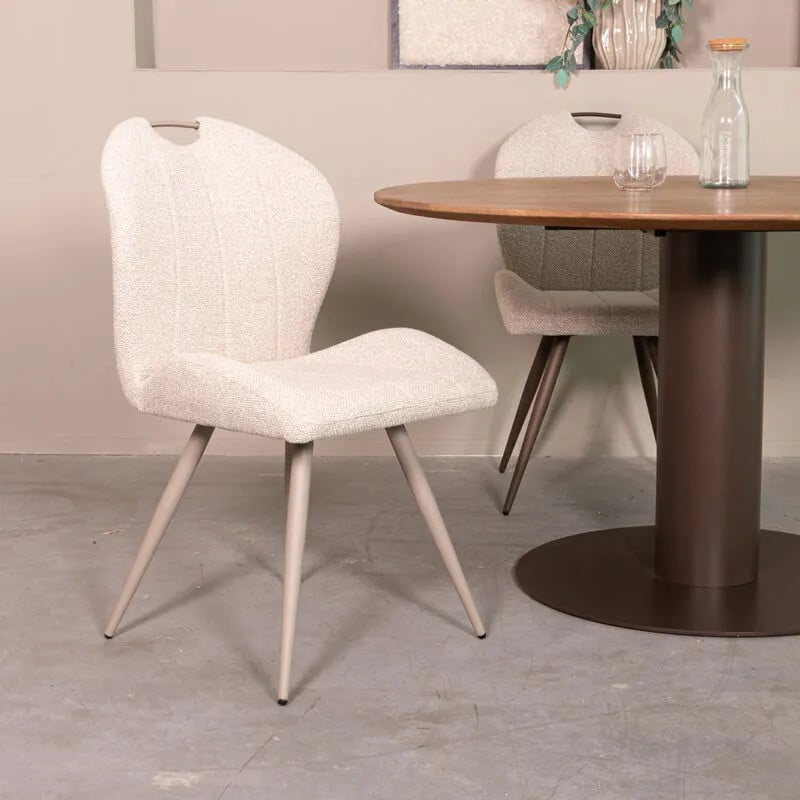 Label51 Eetkamerstoel Silly - Naturel - Taupe Boucle - Metalen Frame