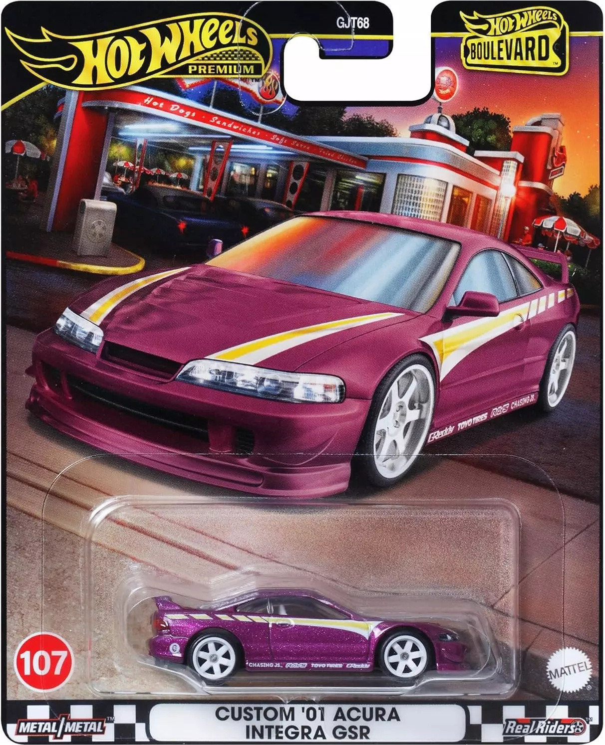 Hot Wheels Boulevard HRT77 Auto - Paars/Geel - Metaal