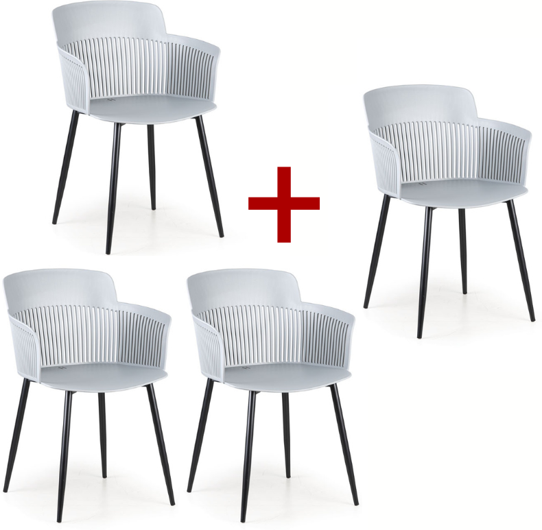 B2B Partner Krzesło barowe plastikowe MOLLY 3+1 GRATIS, szare