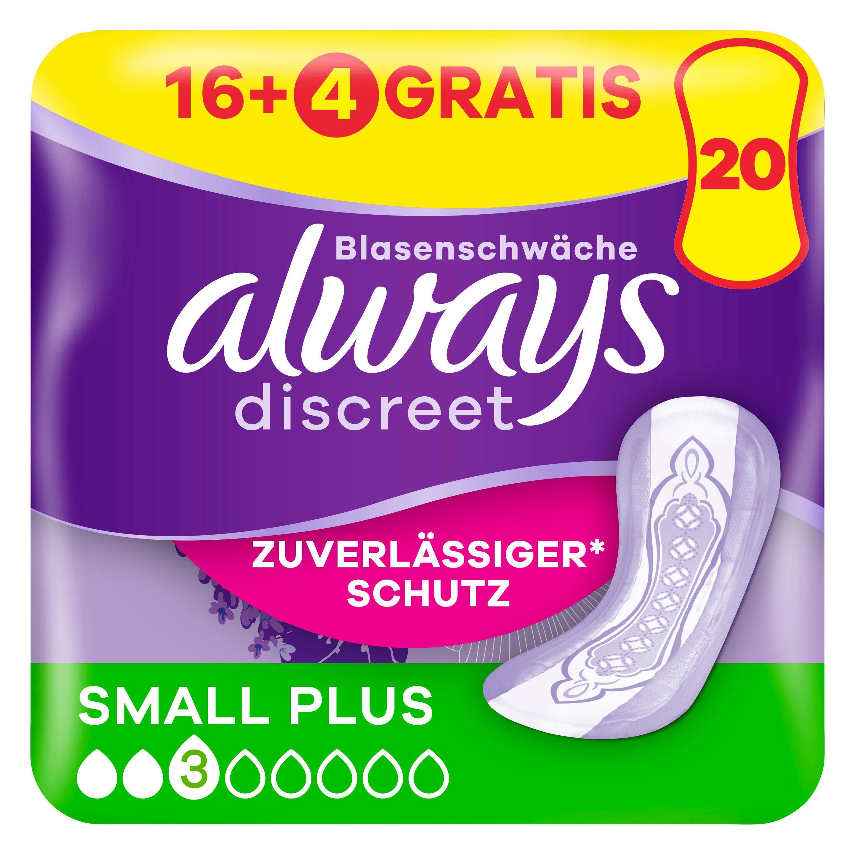 Always Discreet Inkontinenz, Small Plus 16+4 GRATIS Inkontinenz-Höschen (47468663)
