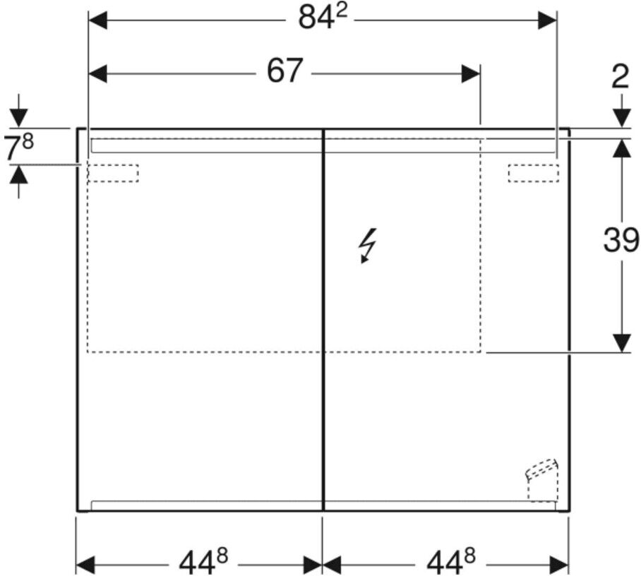 Geberit Spiegelschrank Option 90x70x15mm, mit Beleuchtung, 2 Türen (500583001)