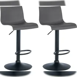 Décoshop26 - Set aus 2 schlichten Barhockern mit grauen Kunststoff-Fußstützen und schwarzen Metallbeinen 10_0004045