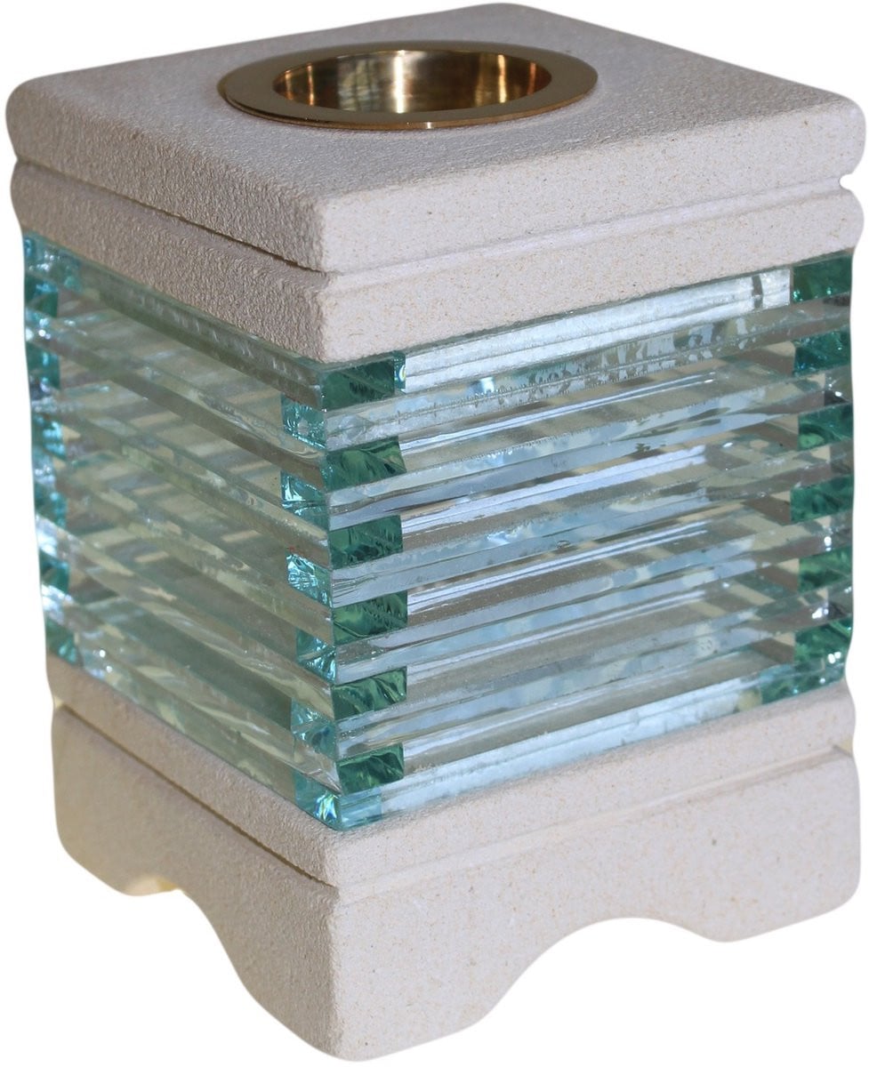 Ancient Wisdom Zandstenen Oliebrander Vierkant met Glas