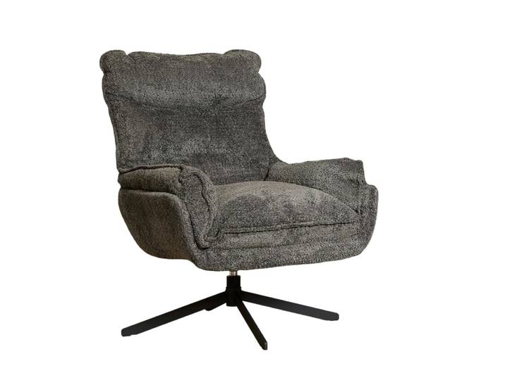 Fauteuil pivotant en tissu bouclette gris foncé