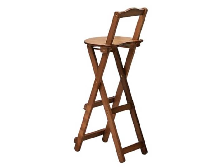 Cammeciso Klappbar Stuhl Barstühle,Klappbar Holz-Barhocker mit Rückenlehne,Faltbarer hoher Barhocker,Küche Esszimmerhocker,Keine Installation,einfache Lagerung,für Bistro,Küche,Außenbereich