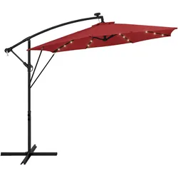AMPELSCHIRM Ø 300 cm in Rot aus Aluminium mit LED-Solar