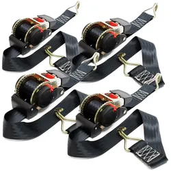 Wiltec, Spanngurt + Ladungssicherung, Automatik Spanngurt 4er Set 3m 50mm 750daN PES selbstaufrollend Zurrgurte