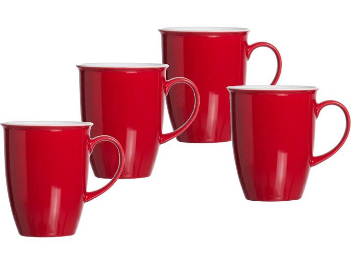 Becher RITZENHOFF & BREKER Doppio , rot, H:10cm Ø:9cm, Porzellan, Trinkgefäße, Becher, 4-teilig