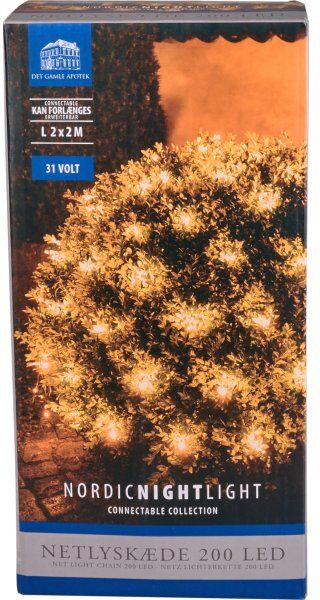 Det Gamle Apotek Lyskæde Net M/200 Led, B2xø2m, Varm Hvid