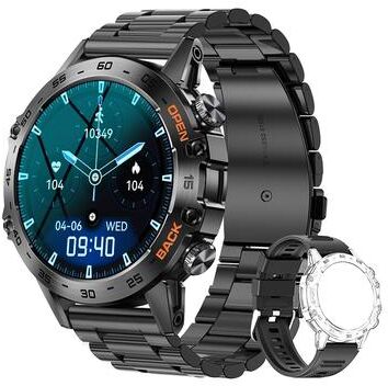 Clever Finds Luxury Steel Smart Watch For Men With Bluetooth Call Fitness Tracker steel Black