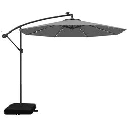 COSTWAY Ampelschirm mit Sandsäcken, Ø300cm, 40 Solar-LEDs & Kurbel, Garten, UV, Anthrazit.