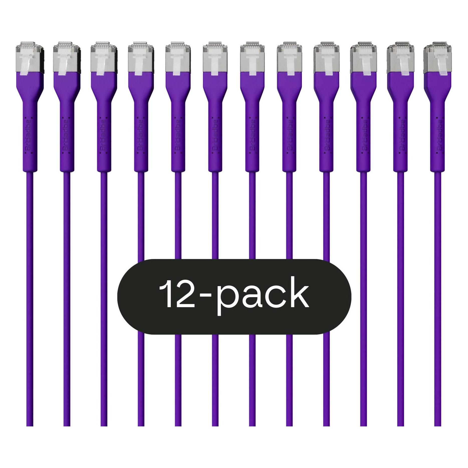 Broadbe Slim Patch Cable 10G Purple 0.1m 12-pack Cable-Patch-Cat6A-PR-0.1M-Slim-12 (CAT6a, 0.10 m) (Cable-Patch-Cat6A-PR-0.1M-Slim-12)