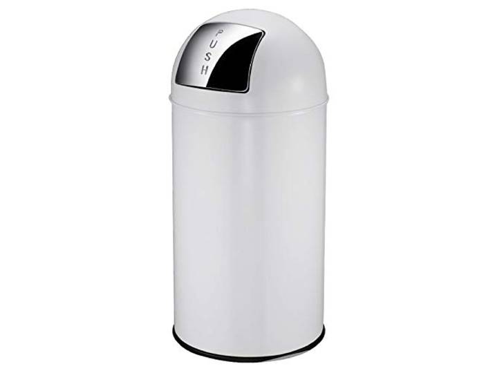 PROREGAL Abfallbehälter mit Pushdeckel & Inneneimer aus Metall 40 Liter, HxBxT 74x34x34cm Weiß