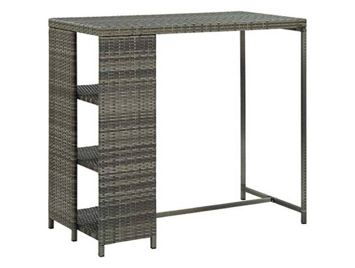 Fisinber Bartisch mit 3 Regalen Grau 120x60x110 cm Bistrotisch PE-Rattan Platzsparender Stehtisch mit integriertem Seitenregal für Garten, Terrasse und Balkon. Stabil durch robusten Stahlrahmen.