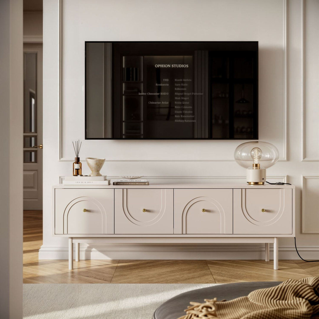 Latitude Run TV Stand LIBERTY 154 cm with gold handles Cashmere 65"