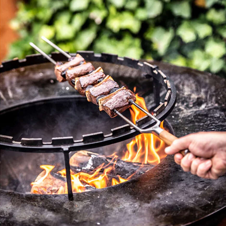 Forged Brochette Double Forgée Churrasco à Fourchette 60 cm