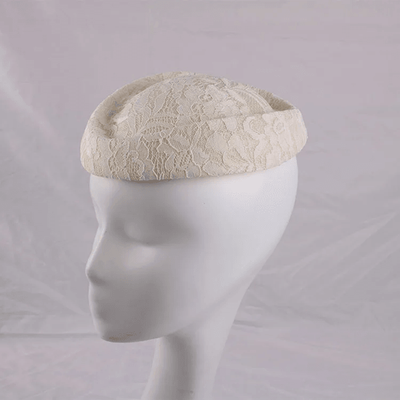 Inspire Essentials Elegant White Lace Fascinator Hat Base Round Saucer Percher Hat For Weddings And Parties 1