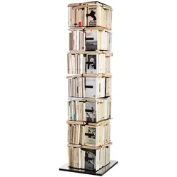 Opinion Ciatti Büchersäule Ptolomeo X4 Sockel Edelstahl poliert silber, Designer Bruno Rainaldi, 52x197x52 cm