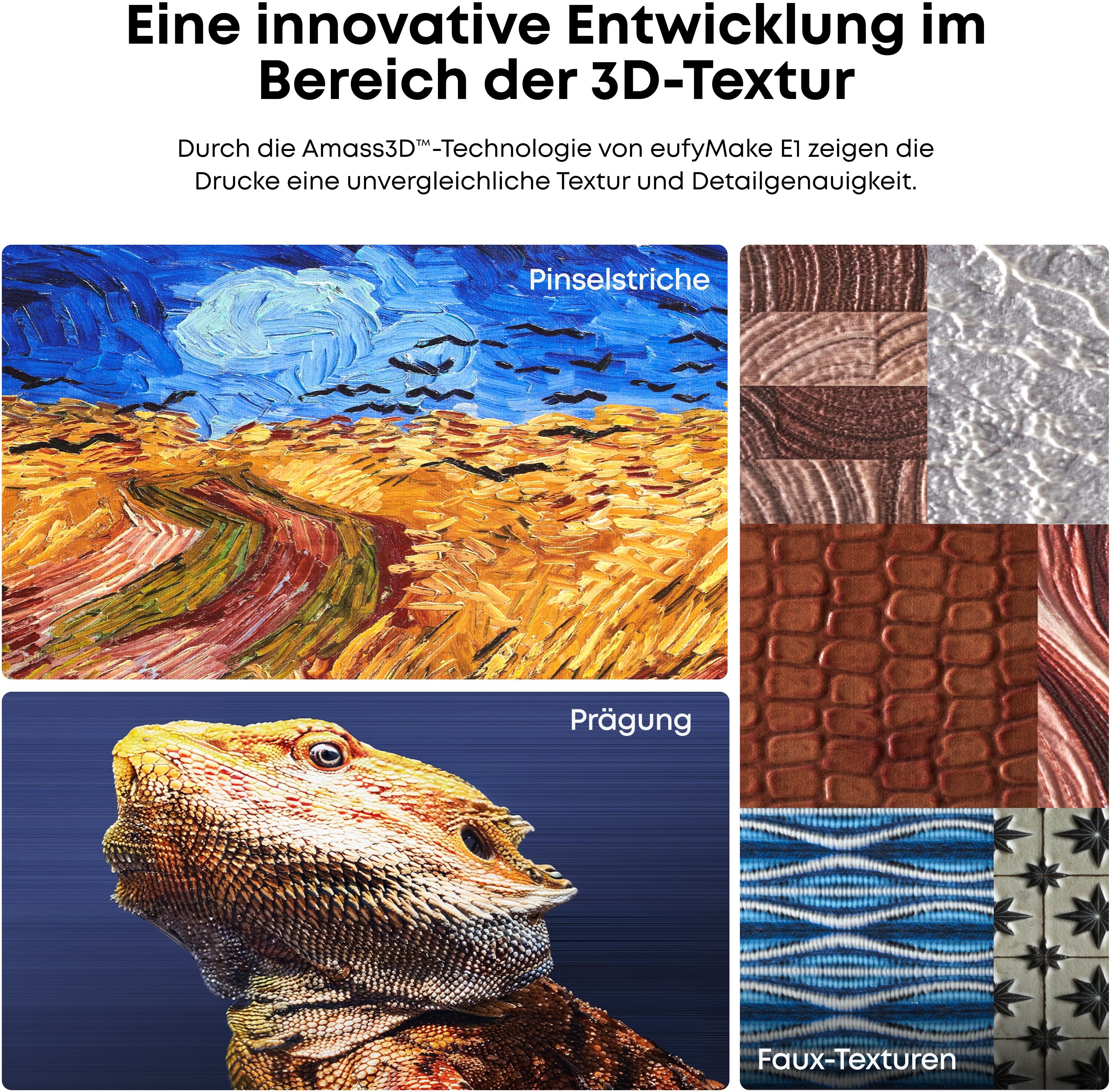 eufyMake E1: Der erste persönliche 3D-Textur UV-Drucker eufyMake E1 + UV DTF-Laminiergerät-Set
