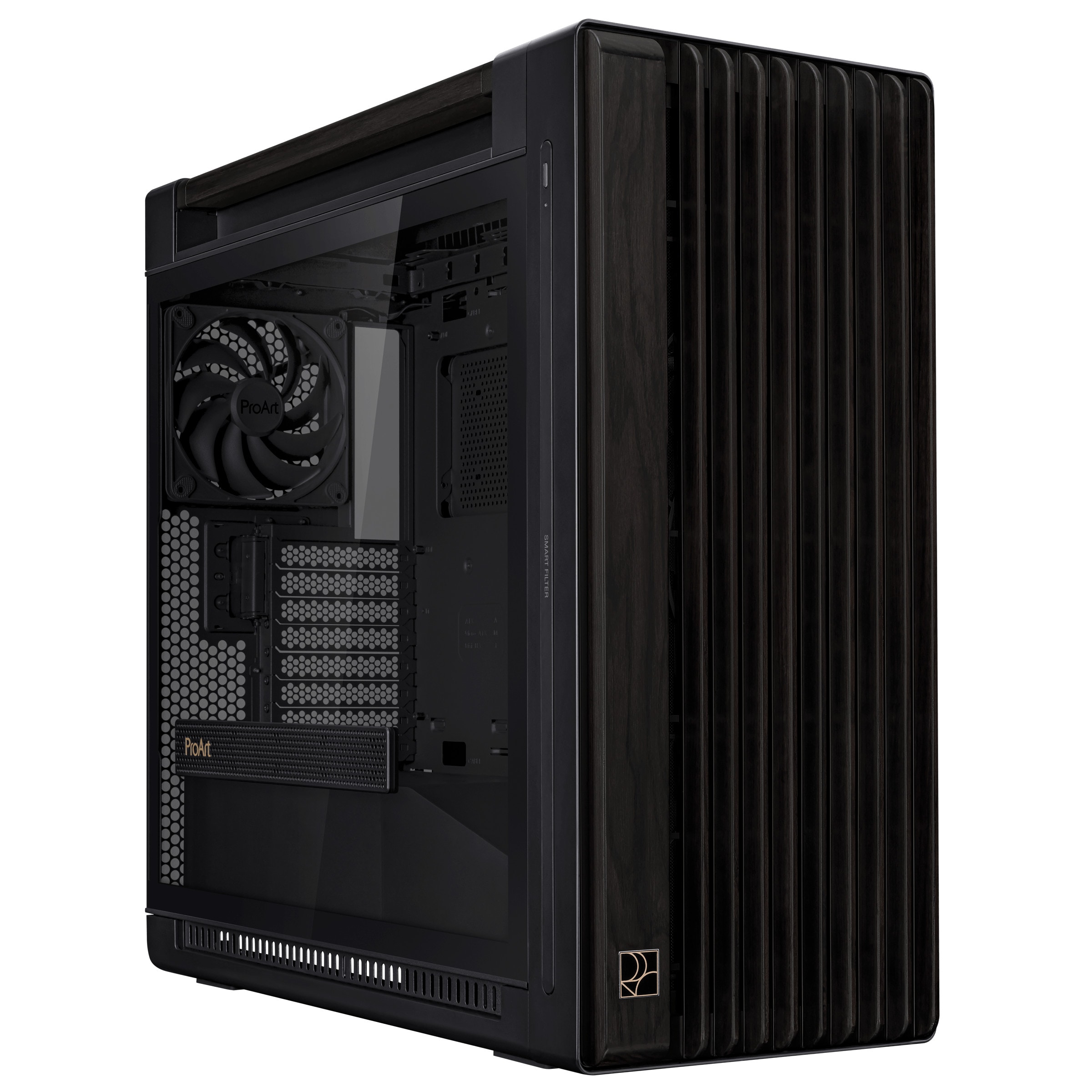 ASUS ProArt PA602 WOOD TG PWM E-ATX Gaming Gehäuse mit Seitenfenster schwarz 90DC00J0-B09010