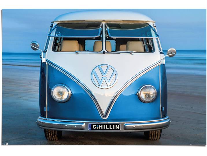 Poster REINDERS Volkswagen Bulli blau Brendan Ray , blau (farbe bild(er): blau), B:91,5cm H:61cm, Papier, Bilder, Poster