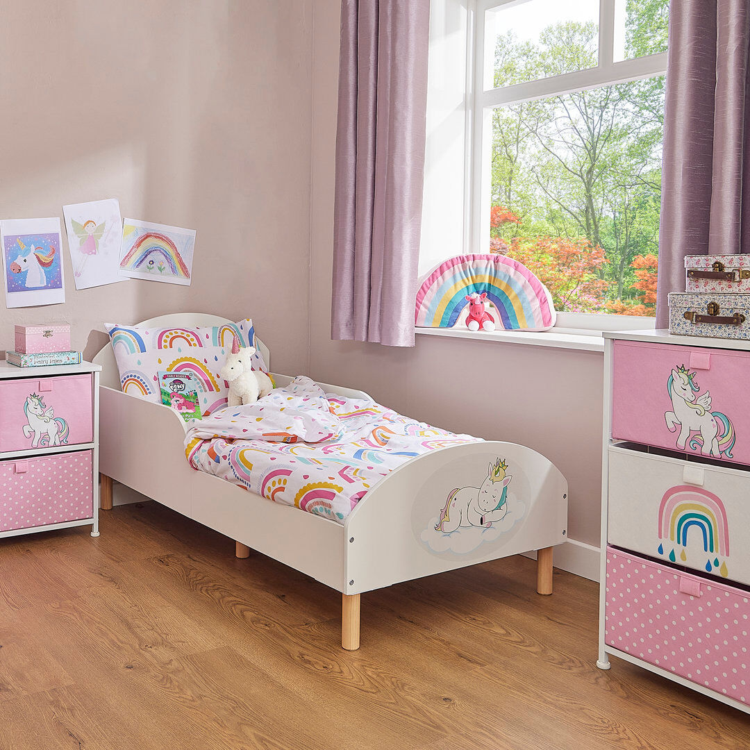 Liberty House Toys Kids White Toddler Bed – Unicorn White EU Toddler - 70 x 160 cm