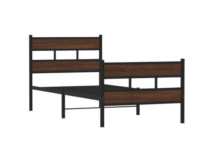 KTHLBRH Bettgestell aus Stahl Eiche Braun 90 x 190 cm mit Kopfteil Bettgestell mit Stauraum, Lattenrost, stabile Struktur, extra Stauraum