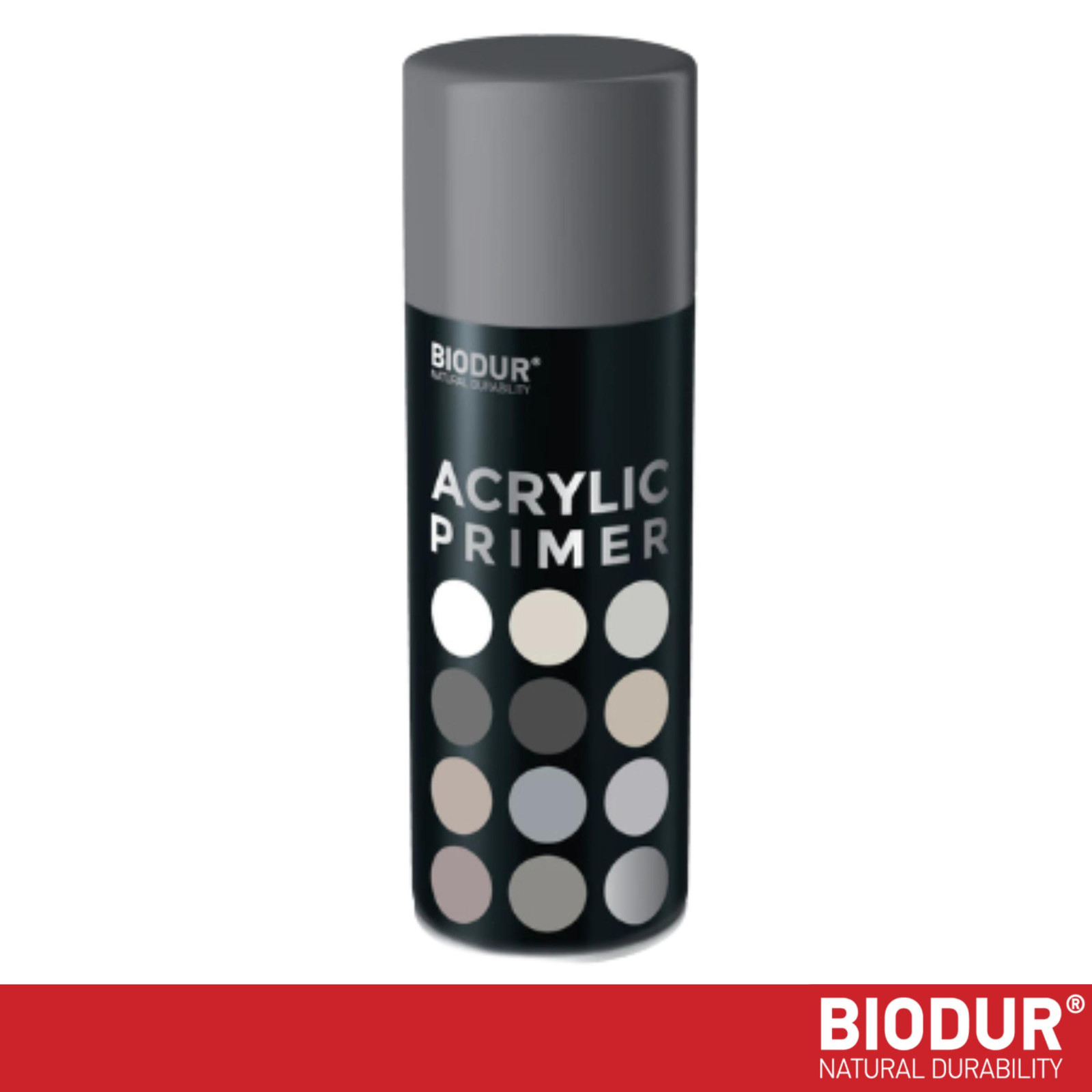 BIODUR Universele Acryl Grondverf Spuitbus - Grijs - 400 ml - Antiroest - Binnen & Buiten