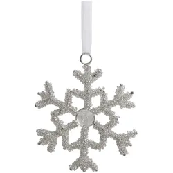 Chic Antique Schneeflocken Aufhänger mit Strasssteinen, Ø 9cm, Silber