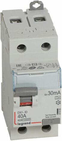 Interrupteur différentiel DX³-ID 2P 230 V 40 A type A 30 mA LEGRAND 411555
