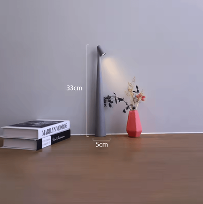 Inspire Curations Minimalist Rechargeable LED Desk Lamp Touch Dimmable Bedside Table Light gray aluminum