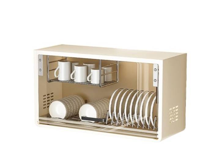 Küchen Hängeschrank Wandmontage, Kleiner Wandschrank Glasklappttür Schrank Wandschrank aus Kohlenstoffstahl für Restaurants Kaffeeläden und Küche Wandmontage