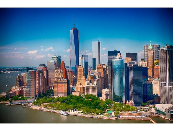Fototapete PAPERMOON Lower Manhattan Skyline , bunt, B:3,5m L:2,6m, Vlies, Tapeten, Fototapete