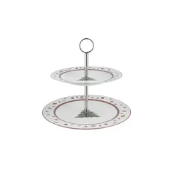 Peill+Putzler Etagere Weihnachtsgeschirr Santa ¦ weiß ¦ Porzellan,Edelstahl ¦ Maße (cm): H: 23  Ø: 26.8