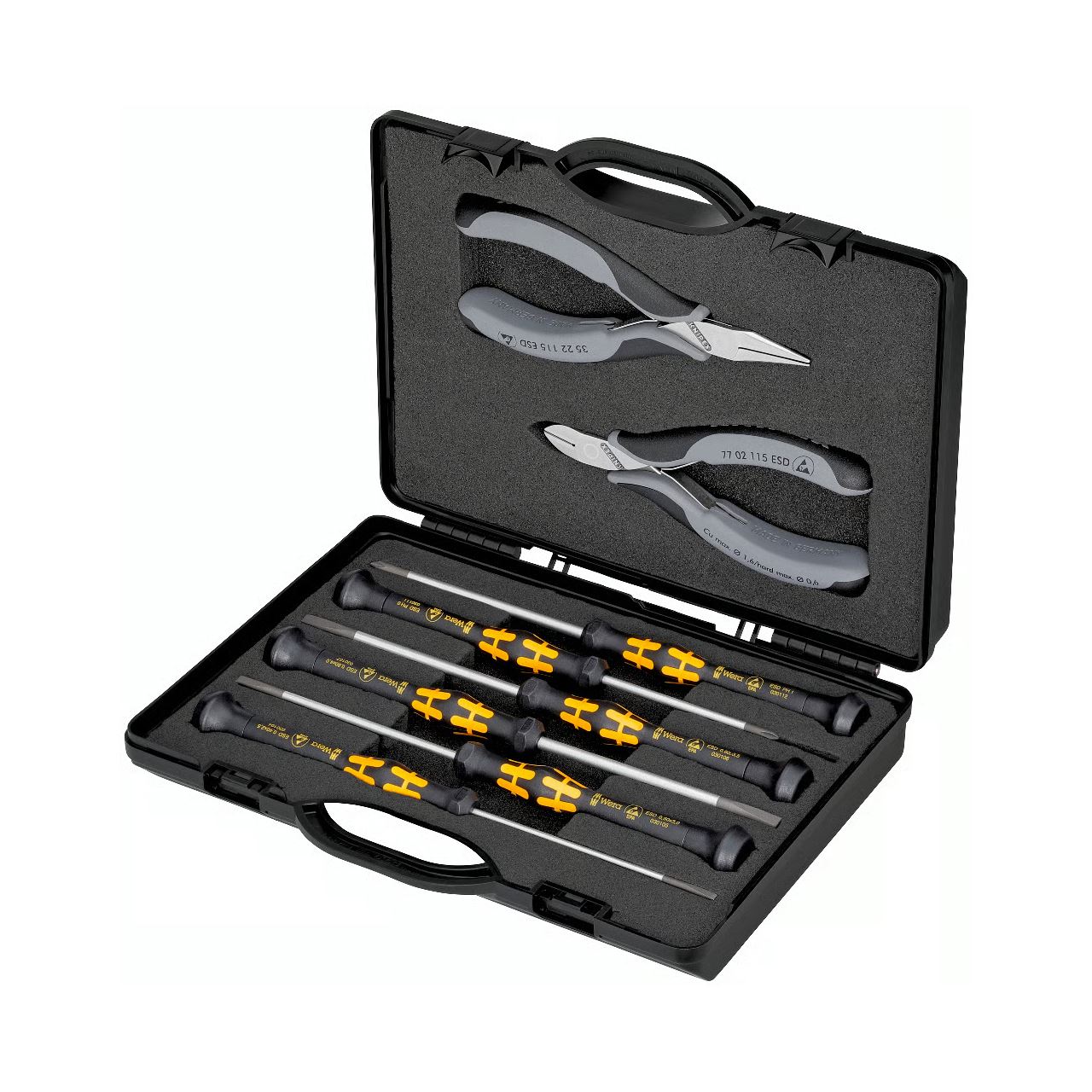 Knipex Elektronikzangen-Set ESD, 8-teilig (schwarz/grau, Ausführung ESD, elektrisch ableitend)