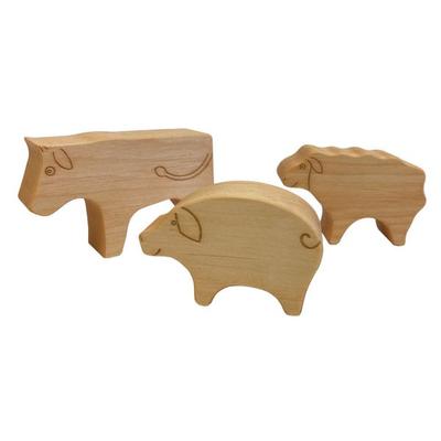 Pfingstweid - Set Hoftiere aus Erle: Schwein, Kuh, Schaf, Holz