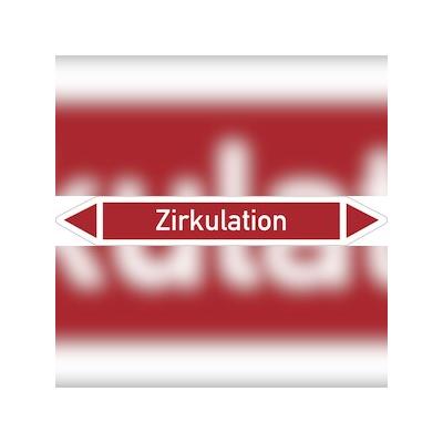 Rohrleitungskennzeichnung, Zirkulation, Einzeletikett - DIN 2404 - 100x15 mm Folie selbstklebend