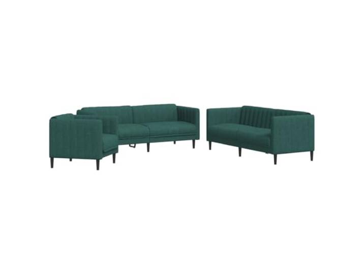 Coespram 3-tlg. Sofagarnitur Dunkelgrün, Polstersofa Set mit Sessel Komfortable Sitzgruppe fürs Wohnzimmer: Atmungsaktiver Textilbezug kombiniert mit stabiler Massivholz-Unterkonstruktion.