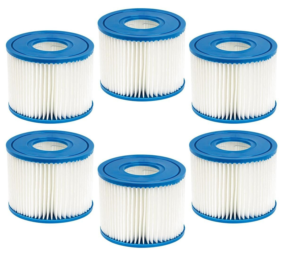 Set van 6 zwembadfilterpatronen compatibel met Intex PureSpa type S1 en Bestway type VII