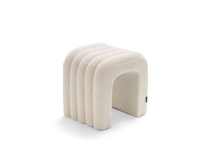 Drawer Tabouret rembourré en tissu bouclette- MUI Blanc