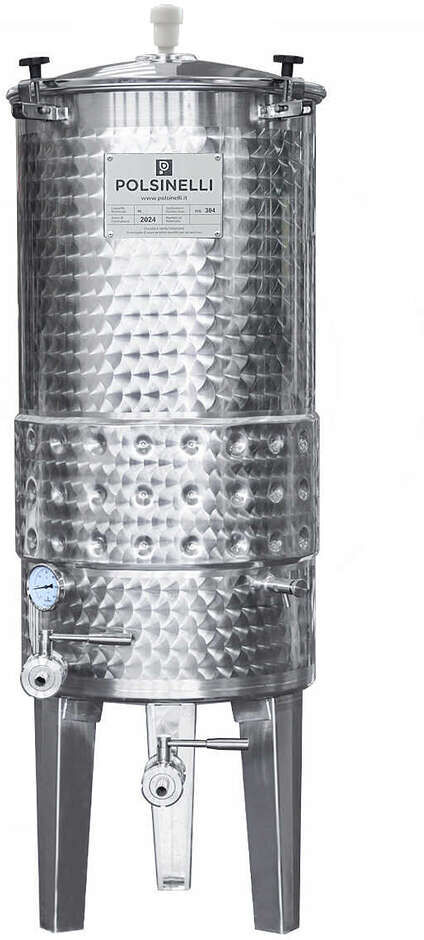 Polsinelli Serbatoio Inox 200 L Conico 10° per Vinificazione Refrigerat