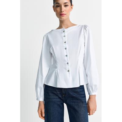 Langarmbluse RICHROYAL, Damen, Gr. 34, weiß, Web, Obermaterial: 100% Baumwolle, tailliert normal, Rundhals, Blusen