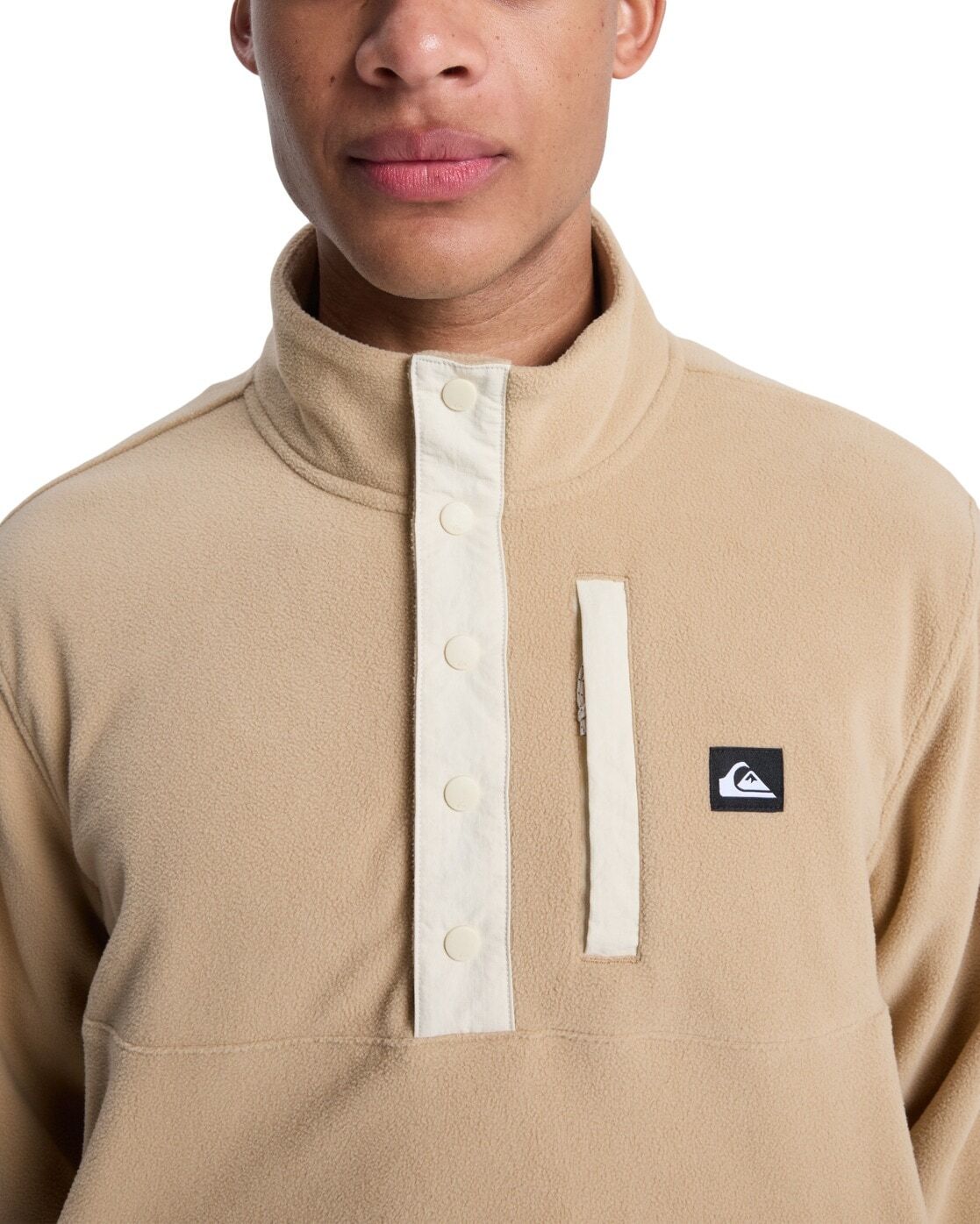 Fleecejacke QUIKSILVER "No Destination", Herren, Gr. XS, beige (khaki), Obermaterial: 100% Polyester., Jacken Fleecejacke khaki XS