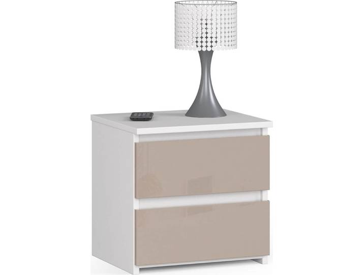 Commode 2 tiroirs Commode Organiseur Commode à tiroirs 40 cm de large 40 cm de haut Cappuccino Bois brillant Highboard Sideboard Armoire étroite