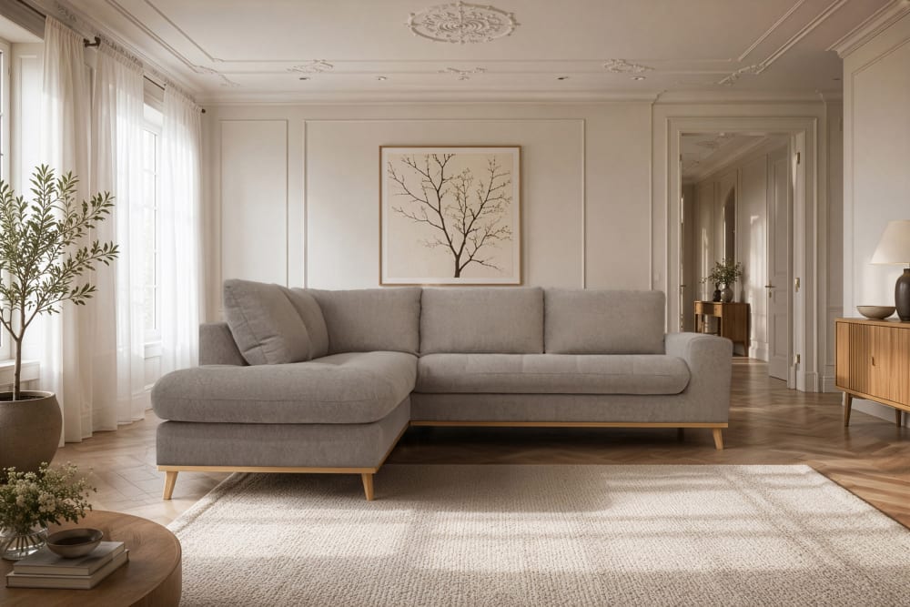MAISONS DU MONDE x POLE POSITION Canapé d'angle gauche 5/6 places taupe Taupe 266x85x221cm